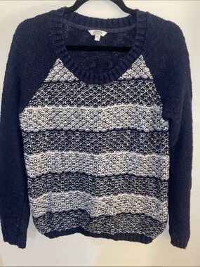 Navy and White Striped Knit Sweater